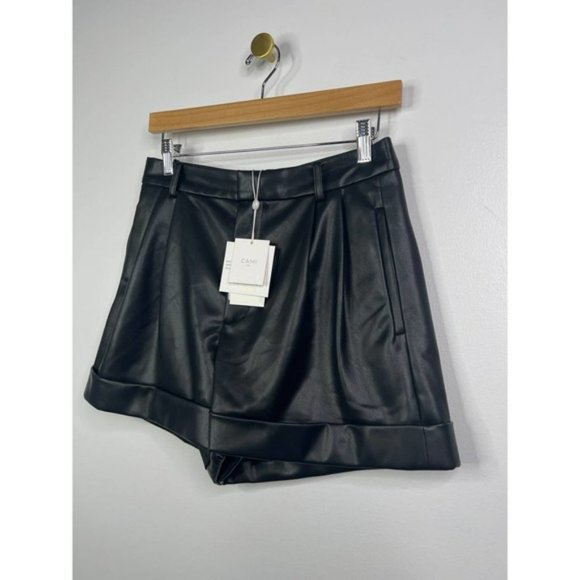 Cami NYC Rabia Vegan A-Line Leather Belt Loops Short Women's Black Size: 8 NWT - Picture 3 of 10